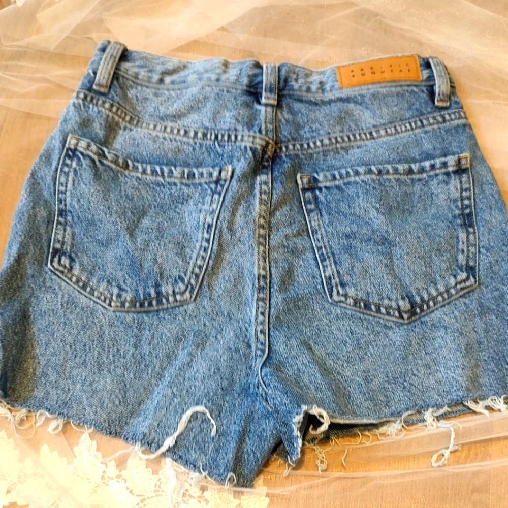 High Rise Acid Wash Button-fly Denim Shorts DIY Western Festival Vaca Gorpcore